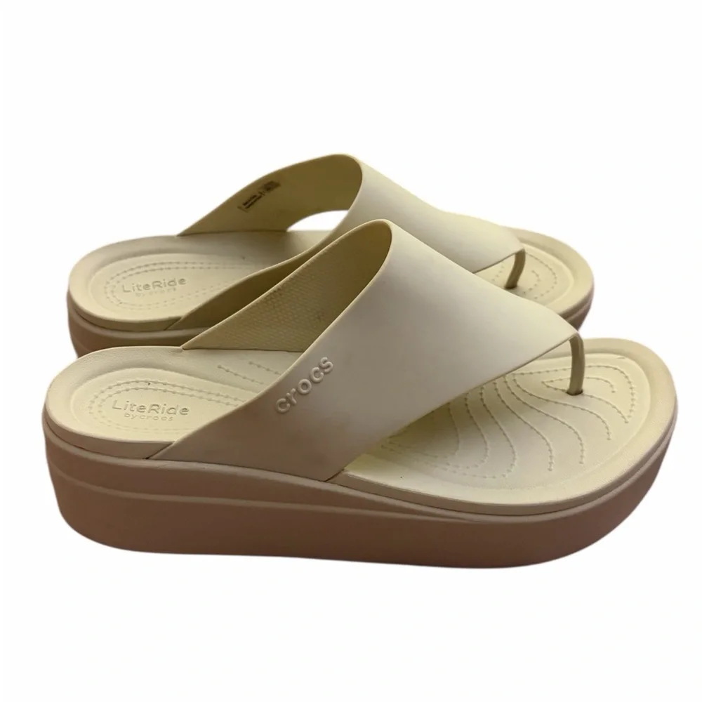 CROCS Lite Ride Brooklyn Bone Women's‎ wedge Sandals Sz 9